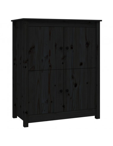 Credenza Nera 83x41,5x100 cm in Legno Massello di Pino