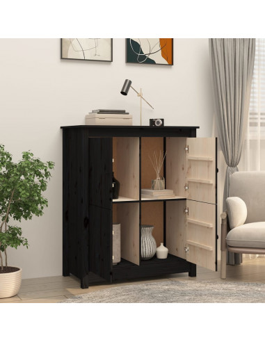 Credenza Nera 83x41,5x100 cm in Legno Massello di Pino