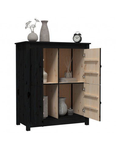 Credenza Nera 83x41,5x100 cm in Legno Massello di Pino