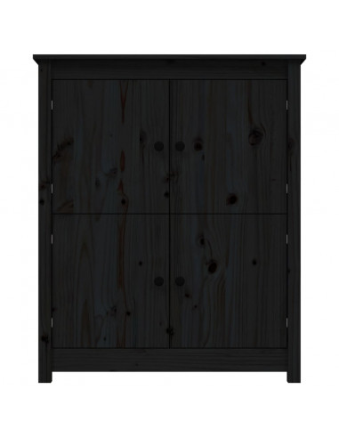 Credenza Nera 83x41,5x100 cm in Legno Massello di Pino