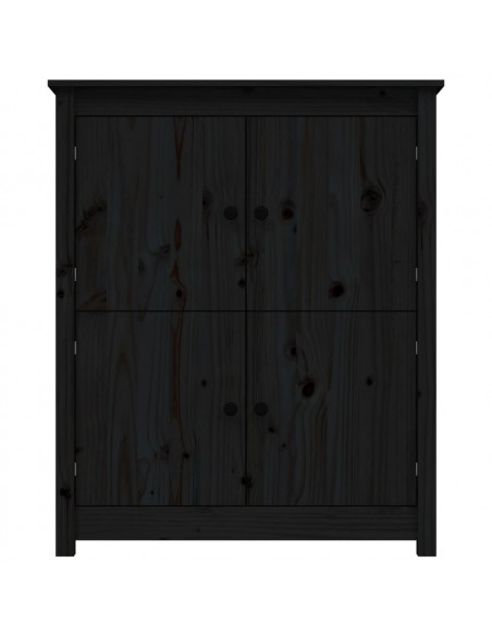 Credenza Nera 83x41,5x100 cm in Legno Massello di Pino
