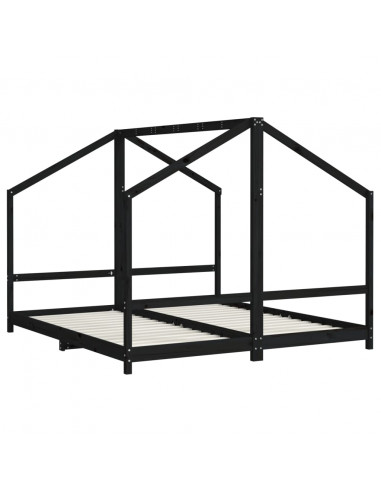 Giroletto per Bambini Nero 2x(90x200) cm Legno Massello di Pino