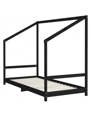 Giroletto per Bambini Nero 2x(90x200) cm Legno Massello di Pino