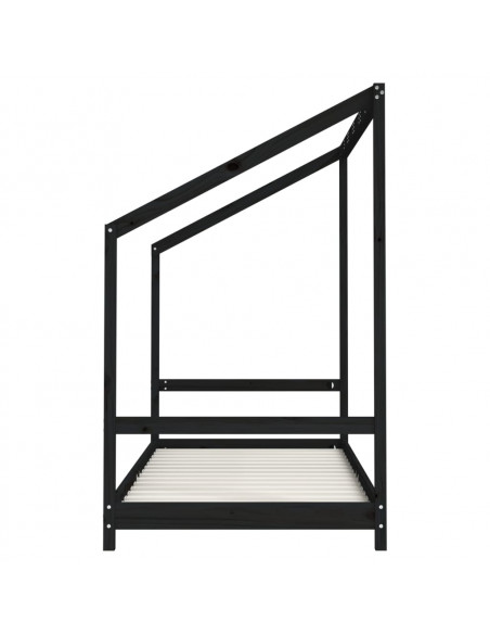 Giroletto per Bambini Nero 2x(90x200) cm Legno Massello di Pino