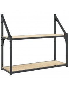 Scaffale Parete 2 Ripiani Rovere Sonoma 60x21x51 cm Multistrato 2