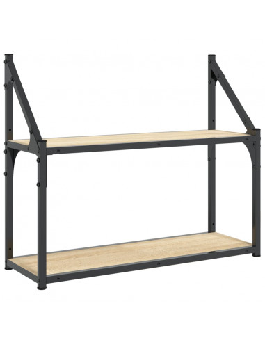 Scaffale Parete 2 Ripiani Rovere Sonoma 60x21x51 cm Multistrato