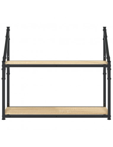 Scaffale Parete 2 Ripiani Rovere Sonoma 60x21x51 cm Multistrato
