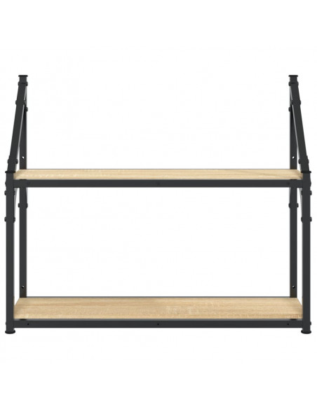 Scaffale Parete 2 Ripiani Rovere Sonoma 60x21x51 cm Multistrato