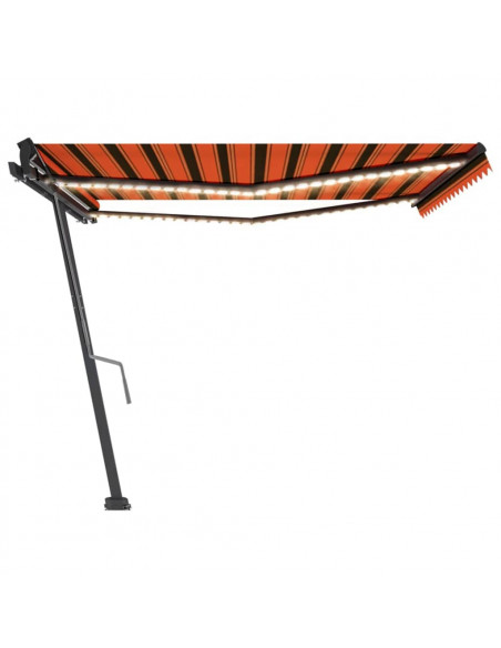 Tenda da Sole Manuale con LED 400x350 cm Arancione e Marrone