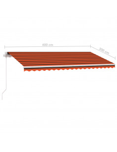Tenda da Sole Manuale con Palo 400x300 cm Arancione/Marrone