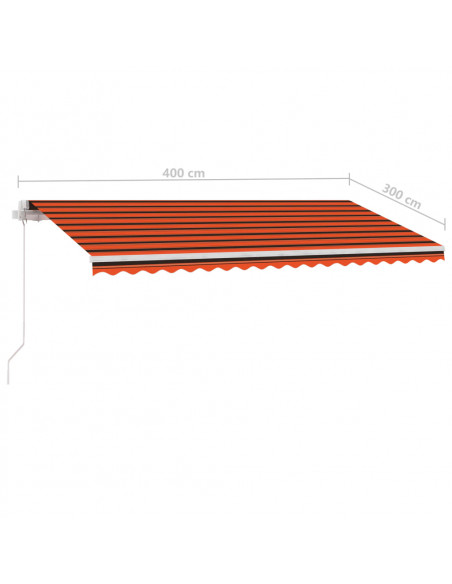 Tenda da Sole Manuale con Palo 400x300 cm Arancione/Marrone