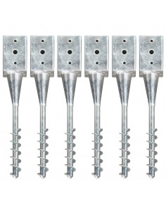 Picchetti di Terra 6 pz Argento 9x9x56 cm in Acciaio Zincato 2