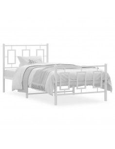 Giroletto con Testiera e Pediera Metallo Bianco 90x200 cm 2