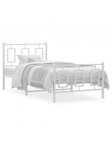 Giroletto con Testiera e Pediera Metallo Bianco 90x200 cm