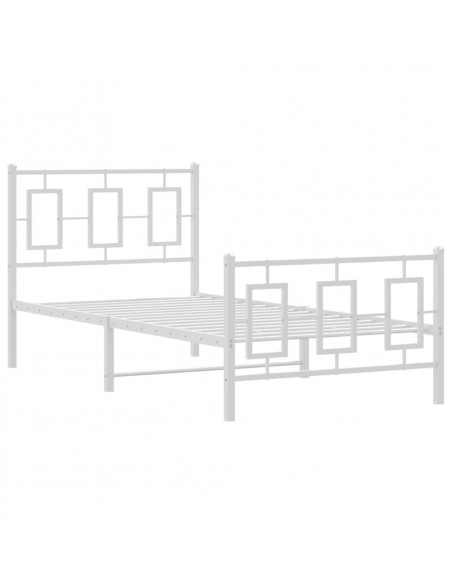 Giroletto con Testiera e Pediera Metallo Bianco 90x200 cm