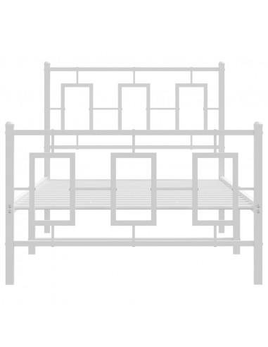 Giroletto con Testiera e Pediera Metallo Bianco 90x200 cm