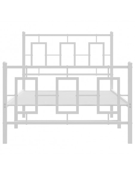 Giroletto con Testiera e Pediera Metallo Bianco 90x200 cm