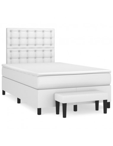 Giroletto a Molle con Materasso Bianco 120x190 cm in Similpelle