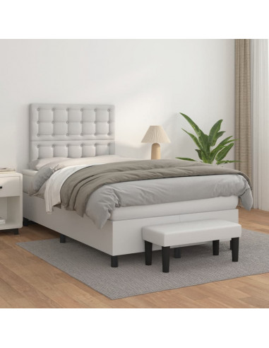 Giroletto a Molle con Materasso Bianco 120x190 cm in Similpelle