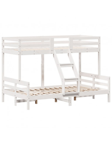 Letto a Castello 80x200/120x200cm Bianco Legno Massello di Pino