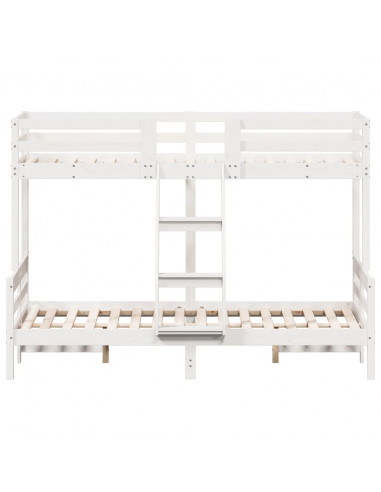 Letto a Castello 80x200/120x200cm Bianco Legno Massello di Pino