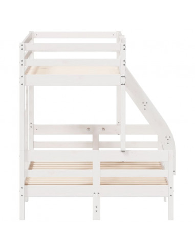 Letto a Castello 80x200/120x200cm Bianco Legno Massello di Pino