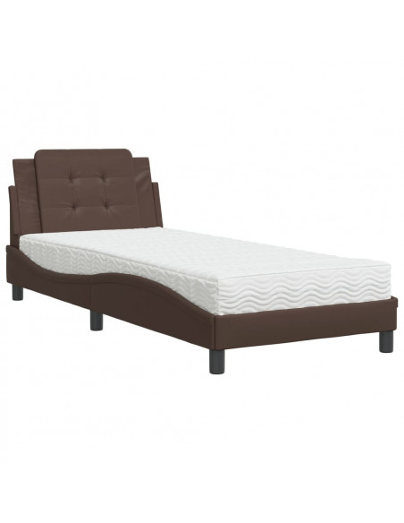 GiroLetto con Materasso Marrone 90x200 cm in Similpelle