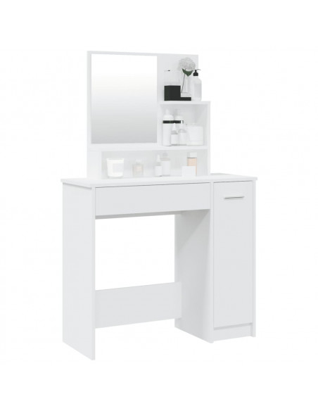 Toeletta con Specchio Bianco 86,5x35x136 cm
