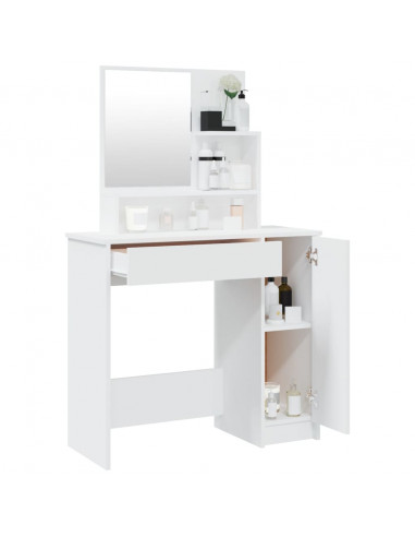 Toeletta con Specchio Bianco 86,5x35x136 cm