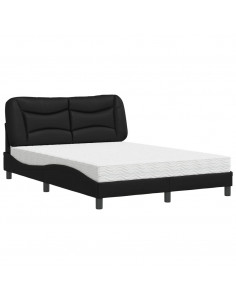Letto con Materasso Nero 140x200 cm in Similpelle 2