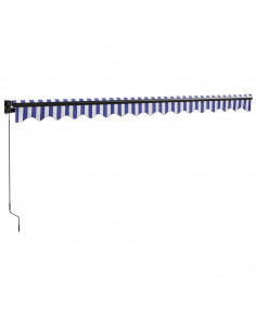 Tenda da Sole Retrattile Blu e Bianca 4x3 m Tessuto e Alluminio