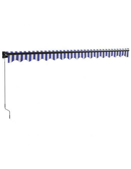 Tenda da Sole Retrattile Blu e Bianca 4x3 m Tessuto e Alluminio