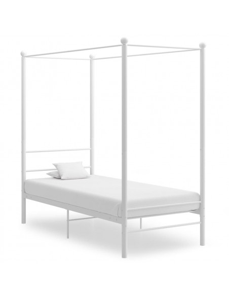 Letto a Baldacchino Bianco in Metallo 100x200 cm