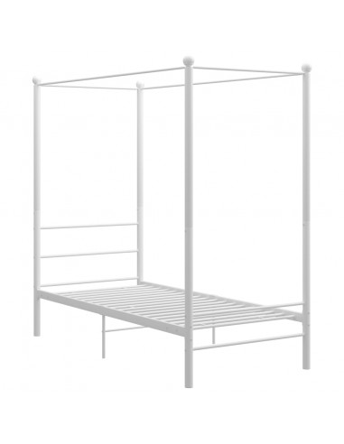 Letto a Baldacchino Bianco in Metallo 100x200 cm