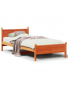 Letto senza Materasso Marrone Cera 90x200 cm Legno di Pino 2