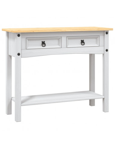 Tavolo Console in Pino Messicano Corona Bianco 90x34,5x73 cm