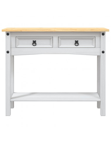 Tavolo Console in Pino Messicano Corona Bianco 90x34,5x73 cm