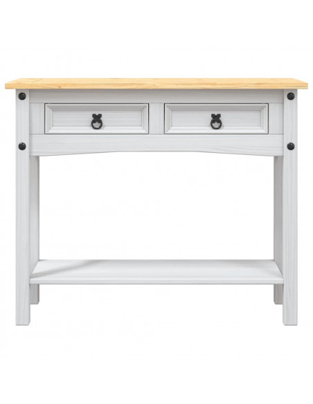 Tavolo Console in Pino Messicano Corona Bianco 90x34,5x73 cm