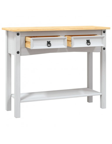 Tavolo Console in Pino Messicano Corona Bianco 90x34,5x73 cm