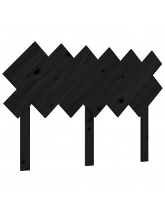 Testiera per Letto Nera122,5x3x80,5cm in Legno Massello di Pino 2