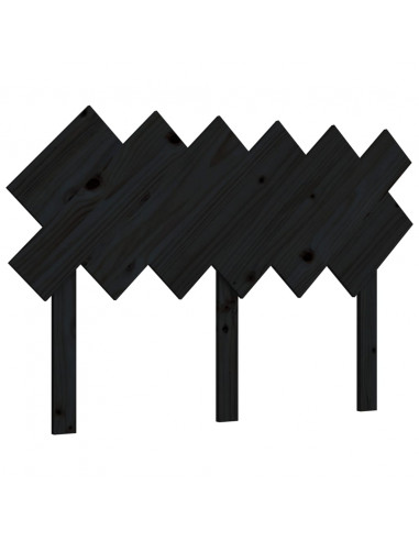 Testiera per Letto Nera122,5x3x80,5cm in Legno Massello di Pino