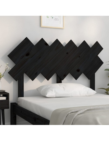 Testiera per Letto Nera122,5x3x80,5cm in Legno Massello di Pino