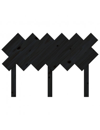 Testiera per Letto Nera122,5x3x80,5cm in Legno Massello di Pino