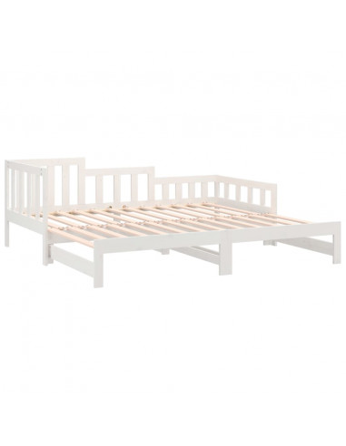 Dormeuse Estraibile Bianca 2x(90x190) cm Legno Massello di Pino