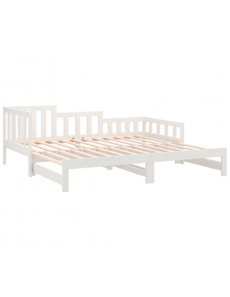 Dormeuse Estraibile Bianca 2x(90x190) cm Legno Massello di Pino