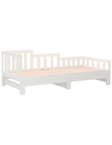 Dormeuse Estraibile Bianca 2x(90x190) cm Legno Massello di Pino
