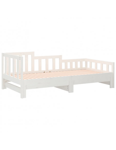 Dormeuse Estraibile Bianca 2x(90x190) cm Legno Massello di Pino
