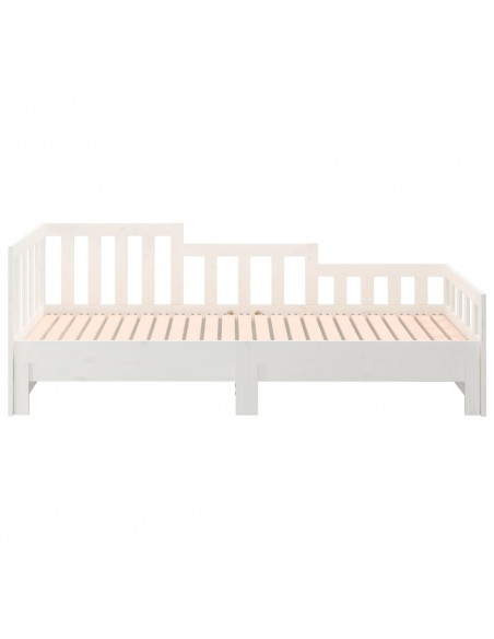 Dormeuse Estraibile Bianca 2x(90x190) cm Legno Massello di Pino