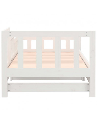 Dormeuse Estraibile Bianca 2x(90x190) cm Legno Massello di Pino