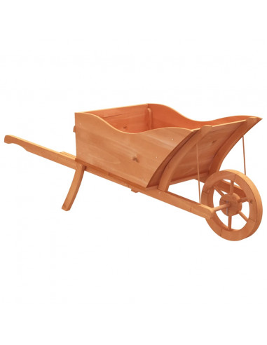 Fioriera a Carriola 128x45,5x43 cm in Legno Massello di Abete